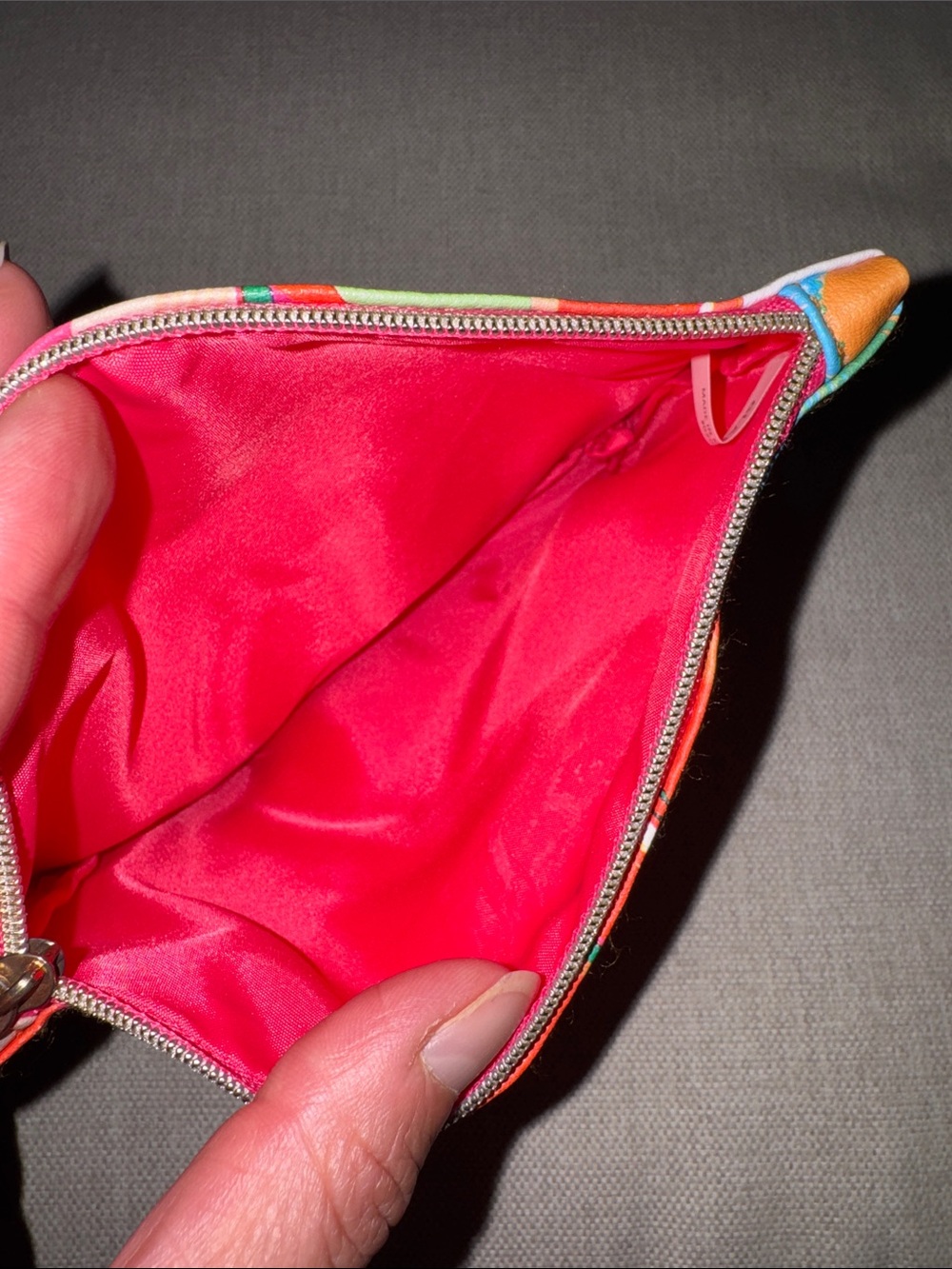 EUC Ipsy Makeup Bag/Pouch-ZipTop-Abstract Floral-Orange/Green/Pink - Picture 9 of 9